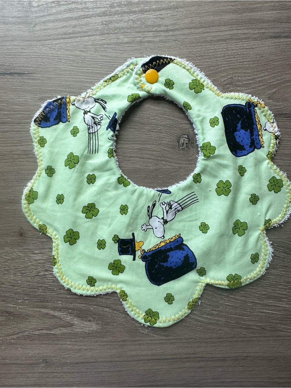 Green Shamrock Baby Bib - Soft Scalloped Drool Bib